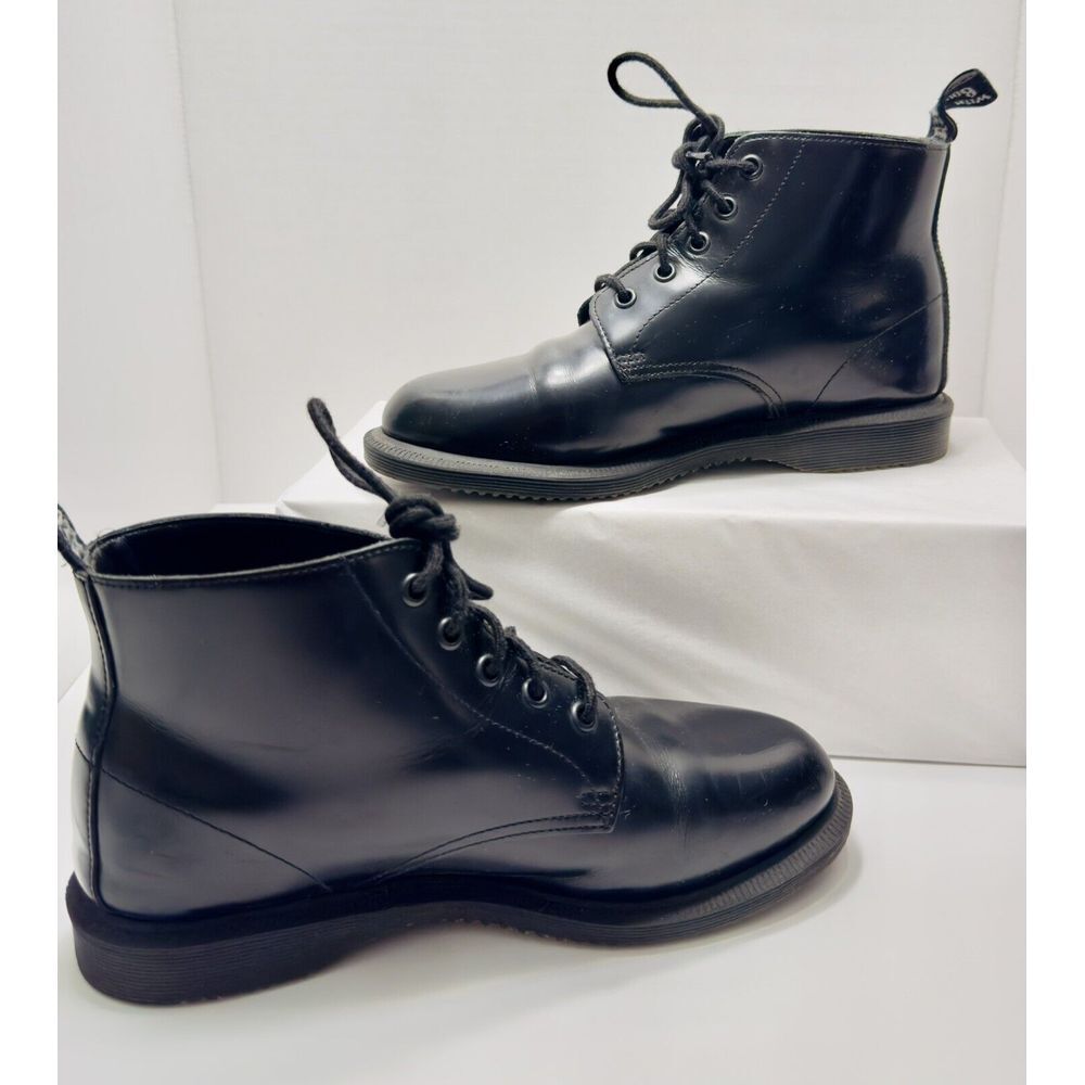 Dr. Martens Boots Lace Up Emmeline Black Smooth Leather Ankle‎ Combat Women's 7